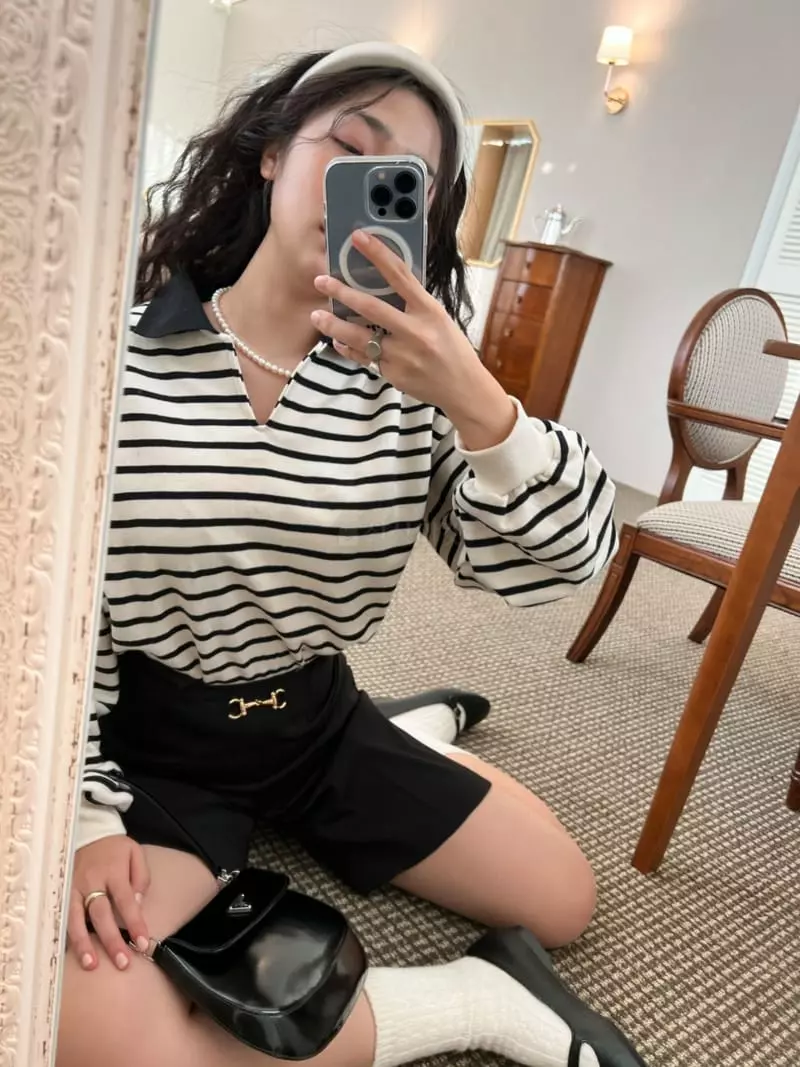 Arr - Korean Women Fashion - #momslook - Stripes Sweatshirt - 3