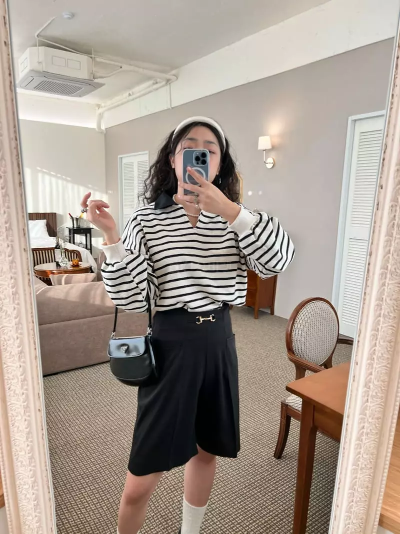 Arr - Korean Women Fashion - #momslook - Stripes Sweatshirt - 7