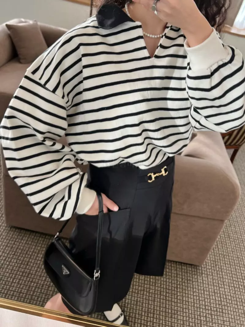 Arr - Korean Women Fashion - #momslook - Stripes Sweatshirt - 9
