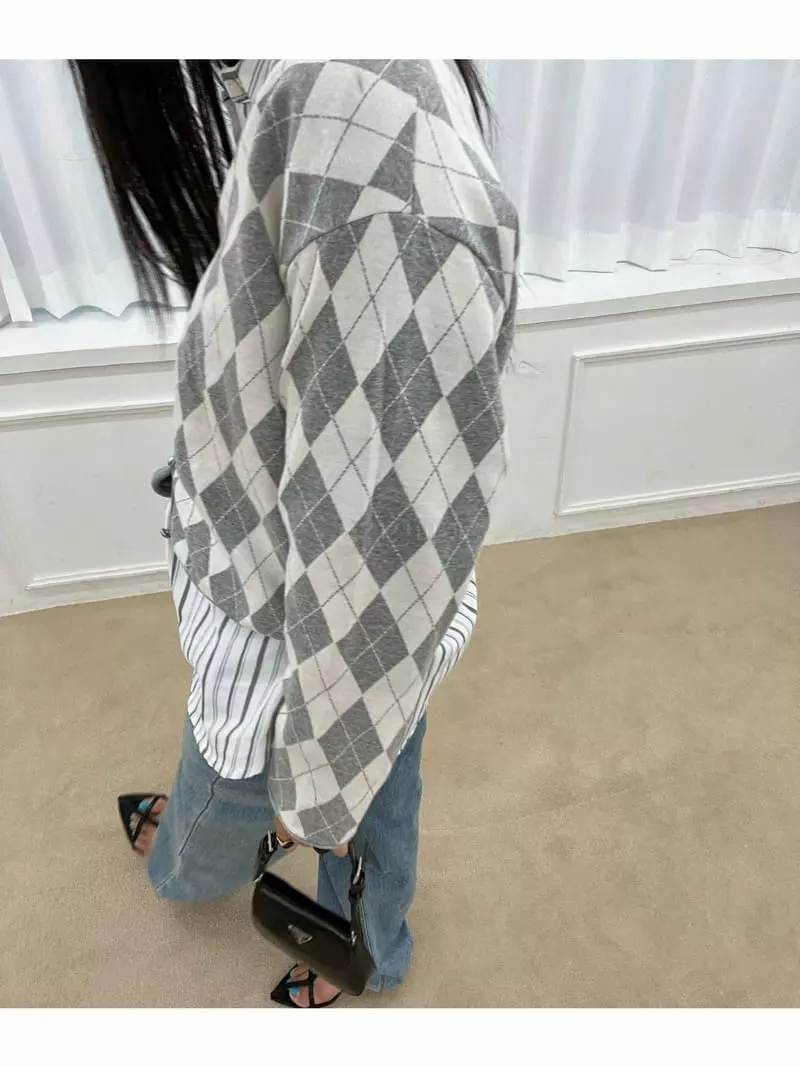 Arr - Korean Women Fashion - #momslook - Argyle Cardigan - 10
