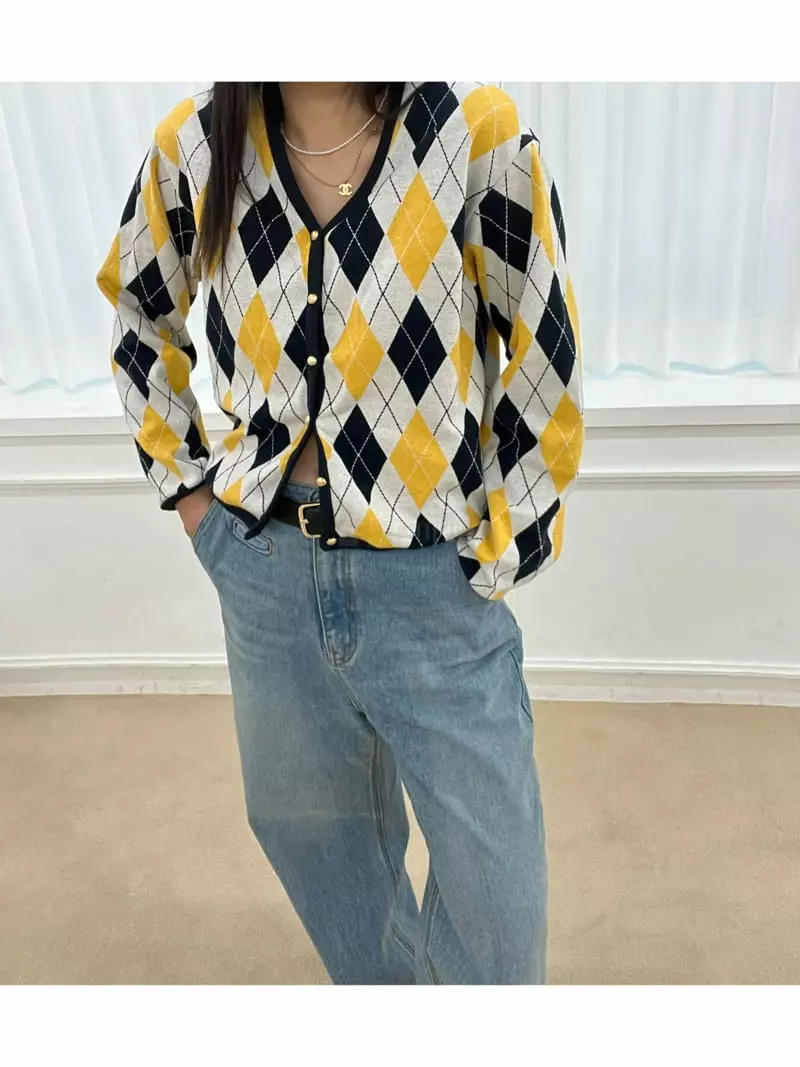 Arr - Korean Women Fashion - #momslook - Argyle Cardigan - 11