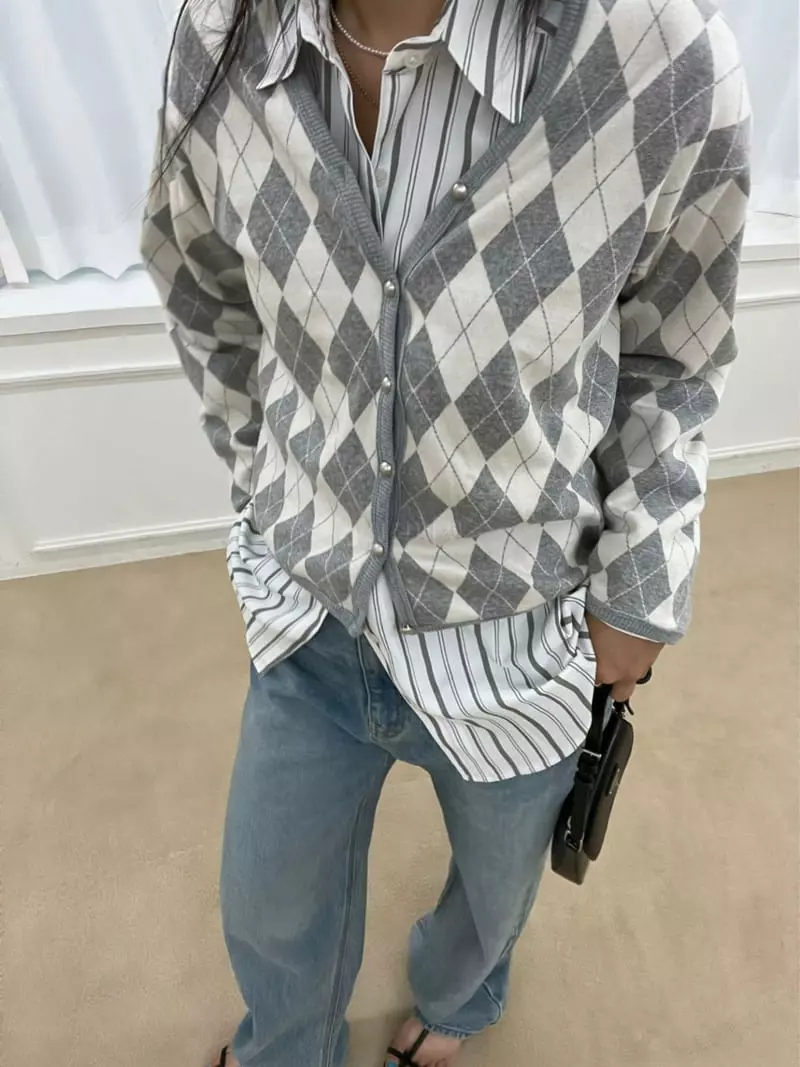 Arr - Korean Women Fashion - #momslook - Argyle Cardigan - 8