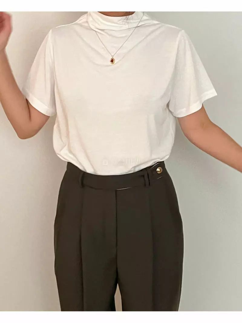 Arr - Korean Women Fashion - #momslook - Sand Half Turtleneck Tee - 9