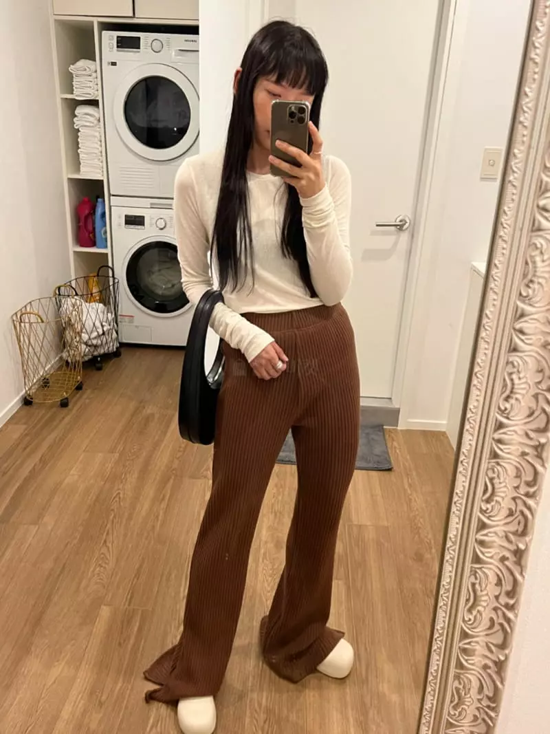 Arr - Korean Women Fashion - #restrostyle - Slit Rib Pants