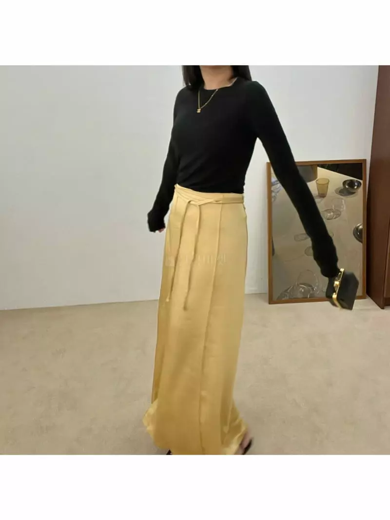 Arr - Korean Women Fashion - #restrostyle - Long Silk Skirt - 3