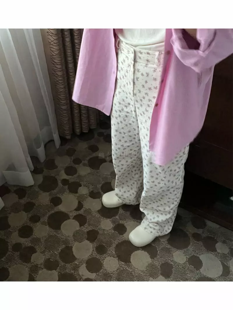Arr - Korean Women Fashion - #romanticstyle - Flower Rib Pants - 7
