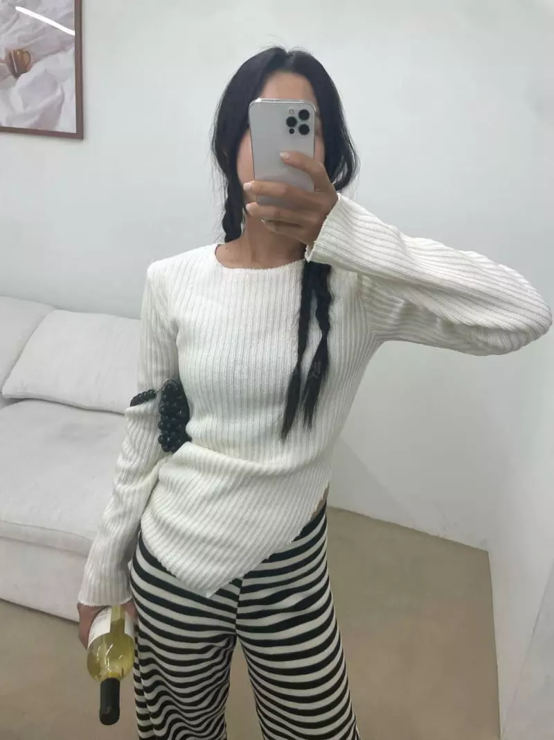 Arr - Korean Women Fashion - #romanticstyle - Maddle Knit Tee - 6