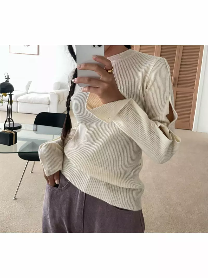 Arr - Korean Women Fashion - #thelittlethings - Cash Button Knit Tee - 2