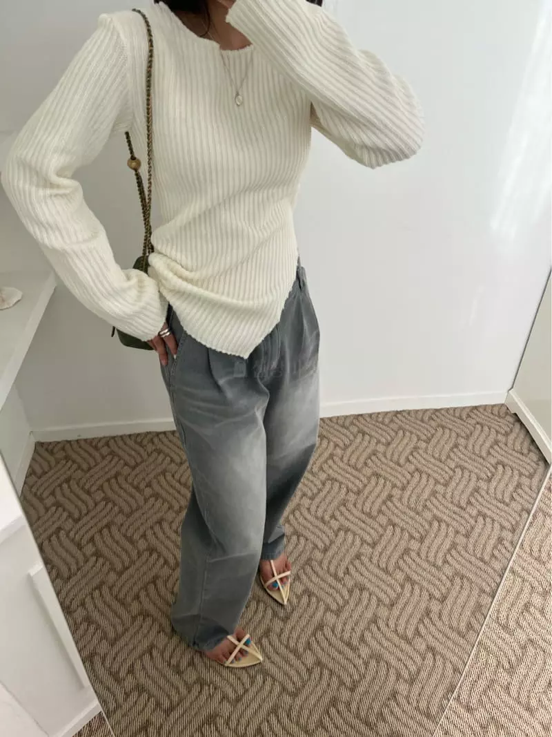 Arr - Korean Women Fashion - #vintageinspired - Maddle Knit Tee - 2