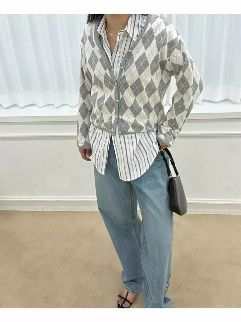 Arr - Korean Women Fashion - #womensfashion - Argyle Cardigan - 5