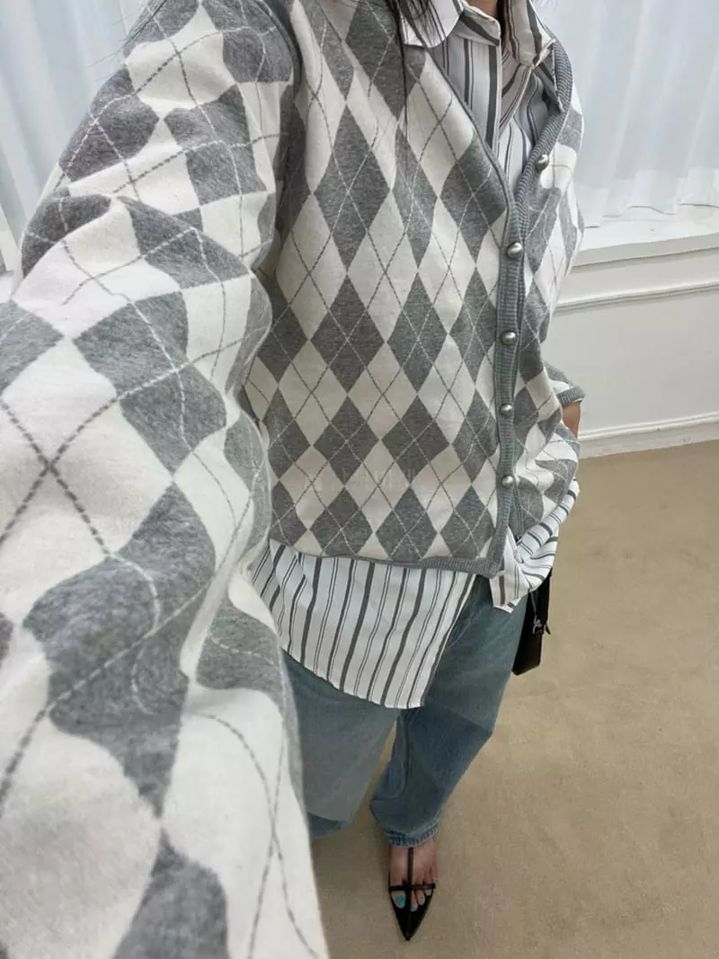 Arr - Korean Women Fashion - #womensfashion - Argyle Cardigan - 9
