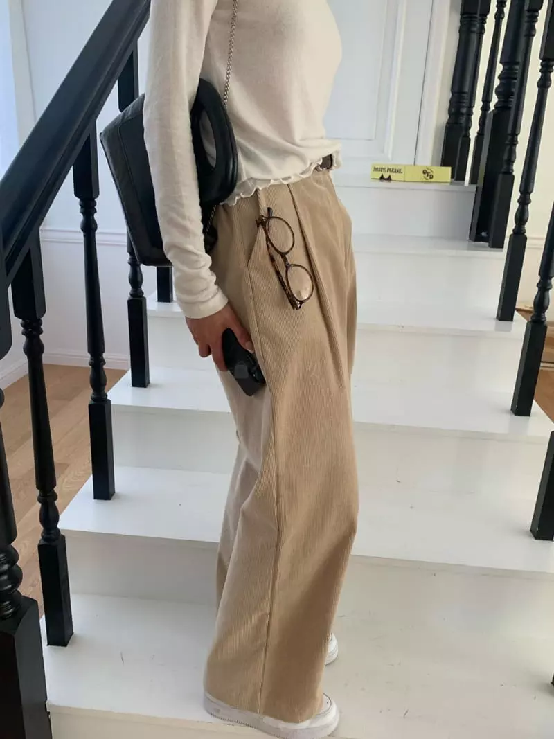 As Thought - Korean Women Fashion - #momslook - Color Corduroy Pants - 2