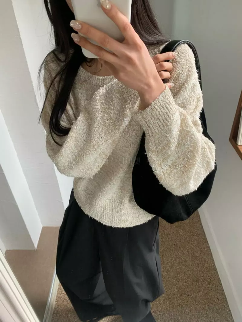 As Thought - Korean Women Fashion - #momslook - Wings Round Knit Tee