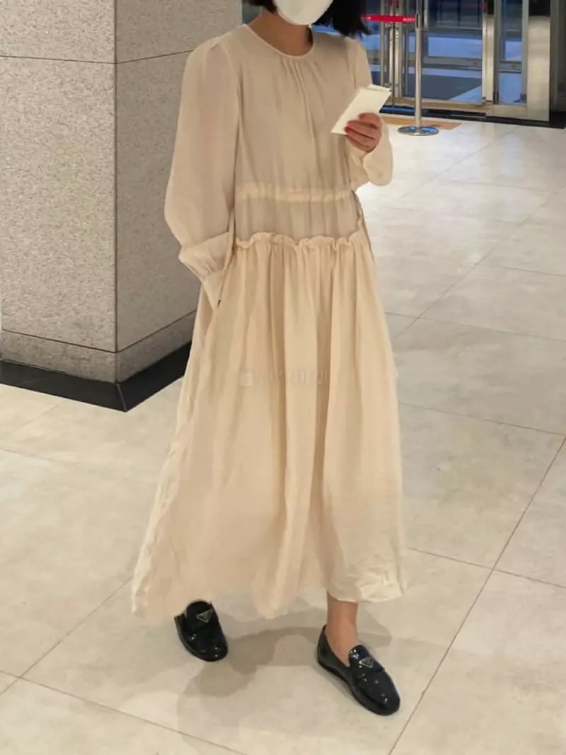 As Thought - Korean Women Fashion - #momslook - Mood Shatin Long One-piece - 3