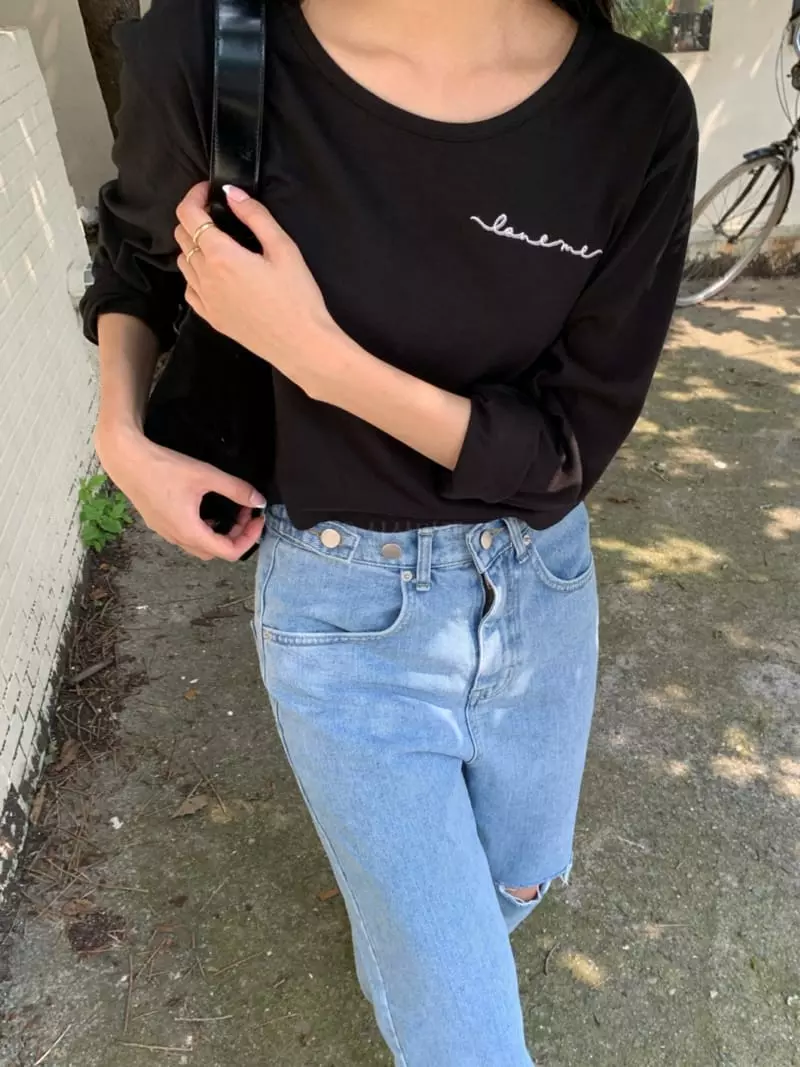 As Thought - Korean Women Fashion - #momslook - Love Me Embroidery Tee