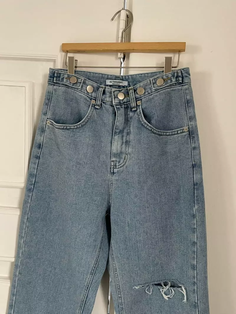 As Thought - Korean Women Fashion - #momslook - Demage Light Blues Jeans - 9