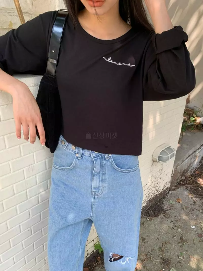 As Thought - Korean Women Fashion - #restrostyle - Love Me Embroidery Tee - 7