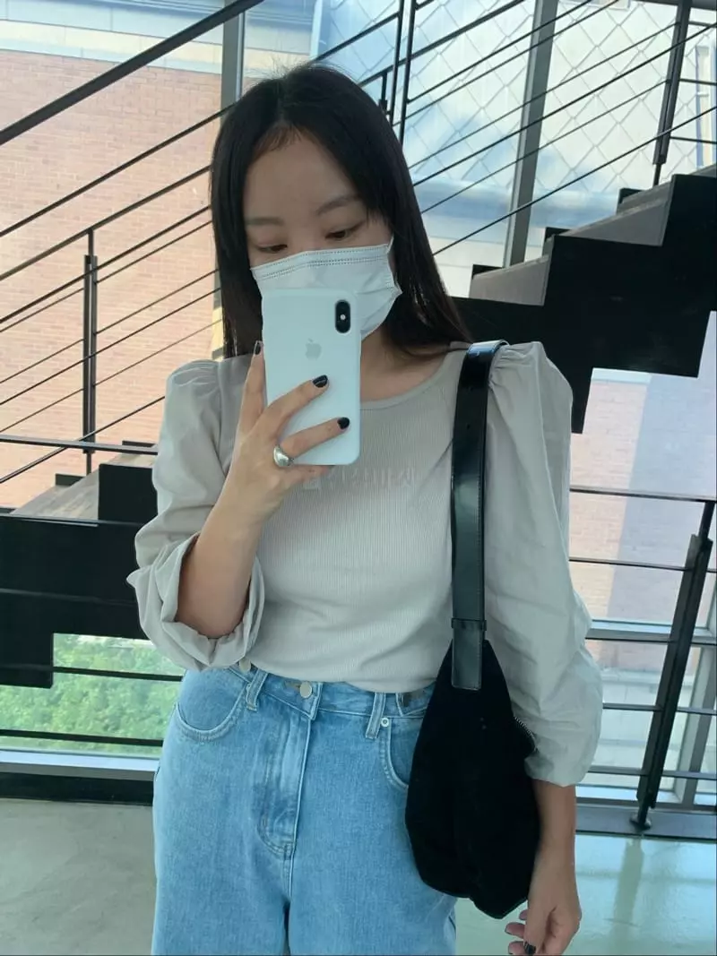 As Thought - Korean Women Fashion - #romanticstyle - Puff Rib Round Tee - 8