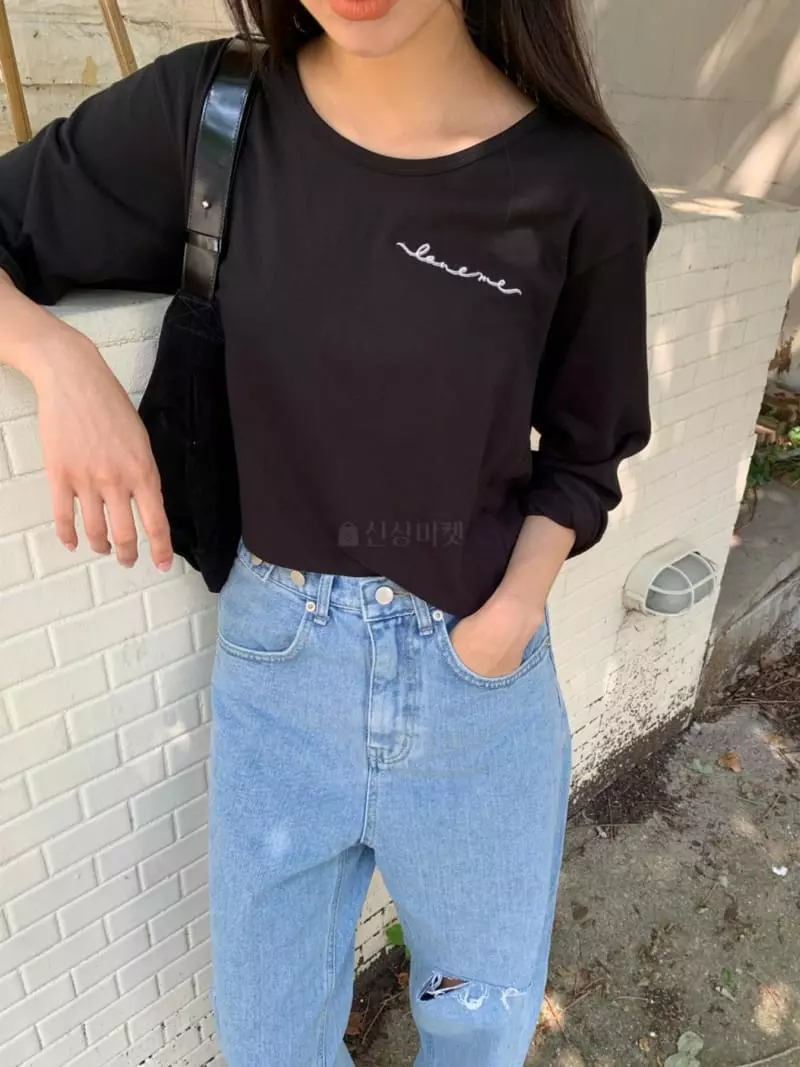 As Thought - Korean Women Fashion - #romanticstyle - Love Me Embroidery Tee - 8