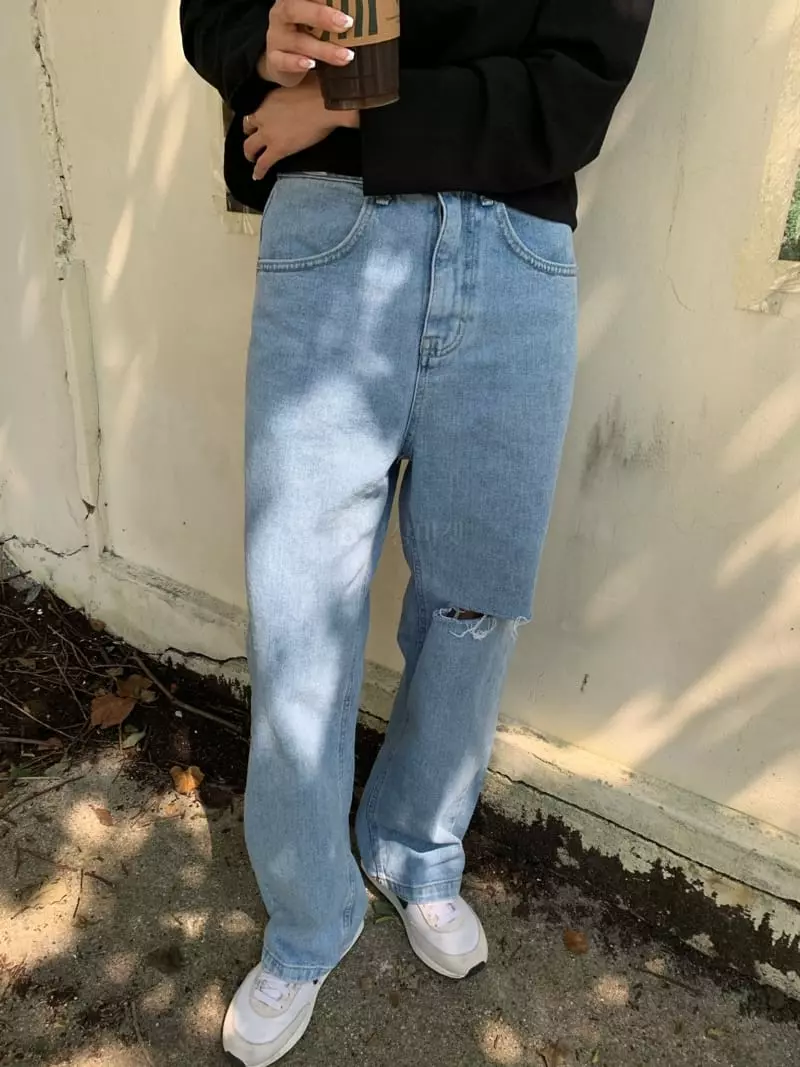 As Thought - Korean Women Fashion - #romanticstyle - Demage Light Blues Jeans - 5