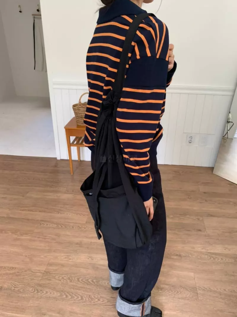 As Thought - Korean Women Fashion - #vintagekidsstyle - Post Stripes Sweatshirt - 6