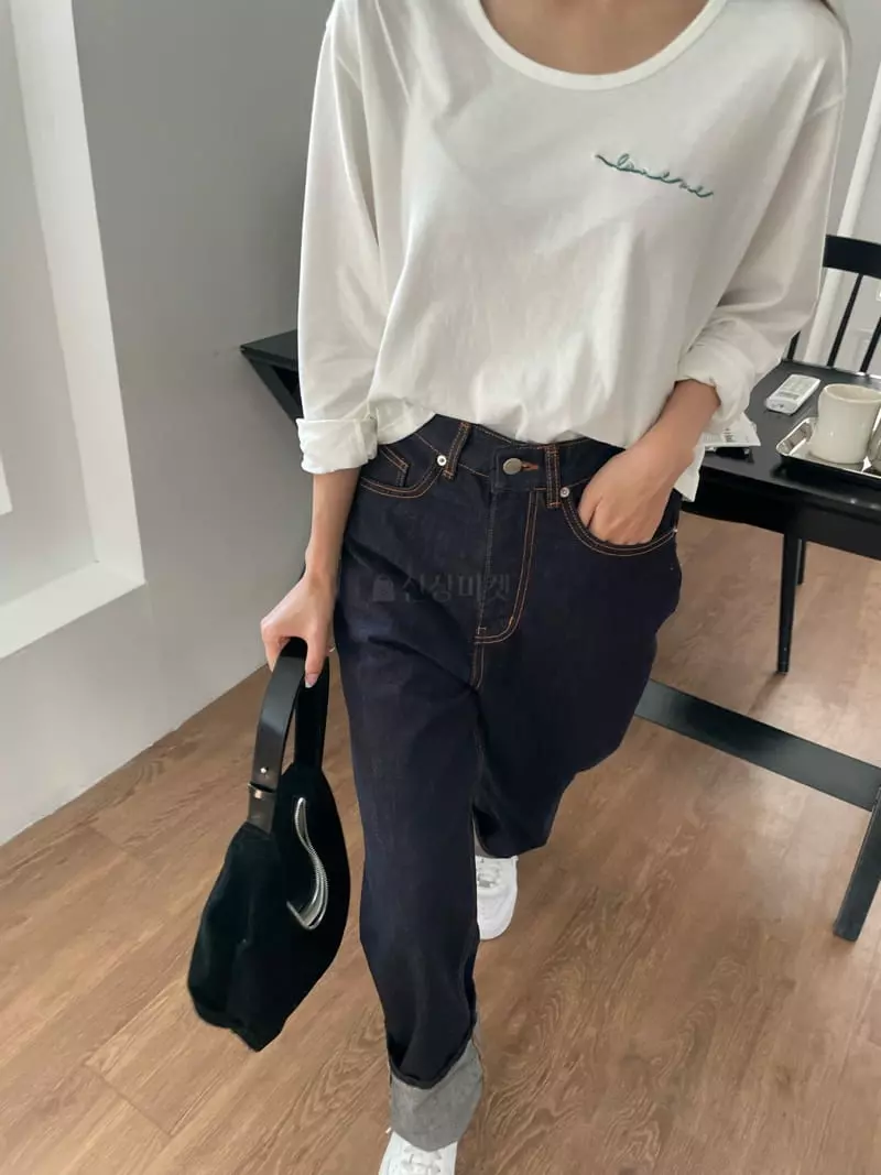 As Thought - Korean Women Fashion - #womensfashion - Love Me Embroidery Tee - 3