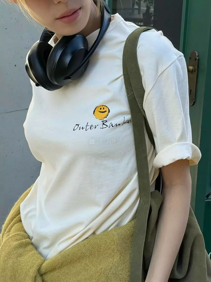 Atmosphere - Korean Women Fashion - #momslook - Smiel Short Sleeves Tee - 2