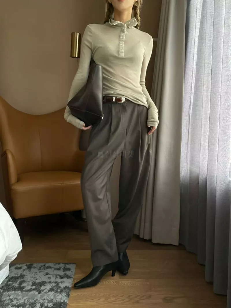 Atmosphere - Korean Women Fashion - #momslook - Open Turtleneck Tee - 7