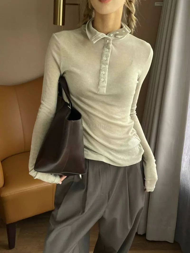 Atmosphere - Korean Women Fashion - #womensfashion - Open Turtleneck Tee - 6