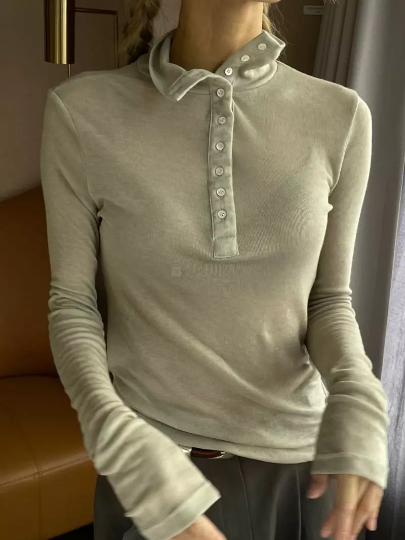 Atmosphere - Korean Women Fashion - #womensfashion - Open Turtleneck Tee - 8