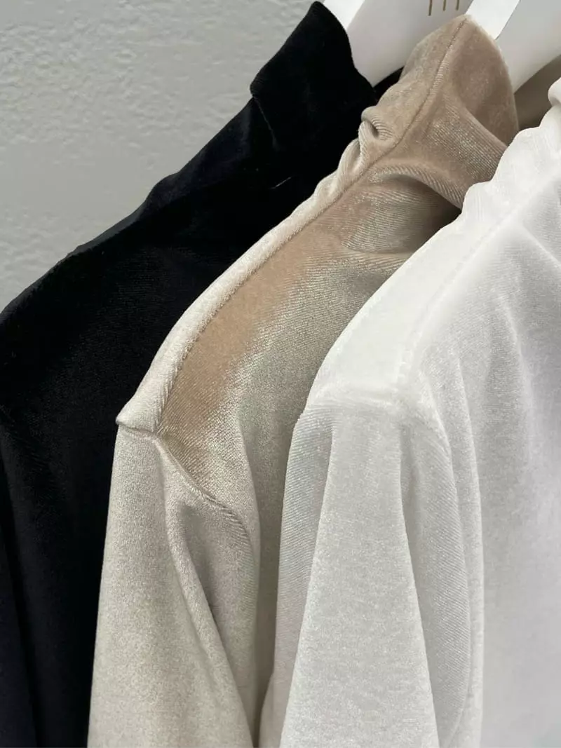 Atthismoment - Korean Women Fashion - #momslook - Velvet Turtleneck Tee - 5