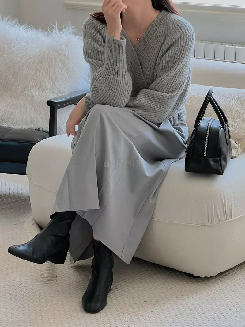 Atthismoment - Korean Women Fashion - #momslook - Button Wrap Knit Tee - 2