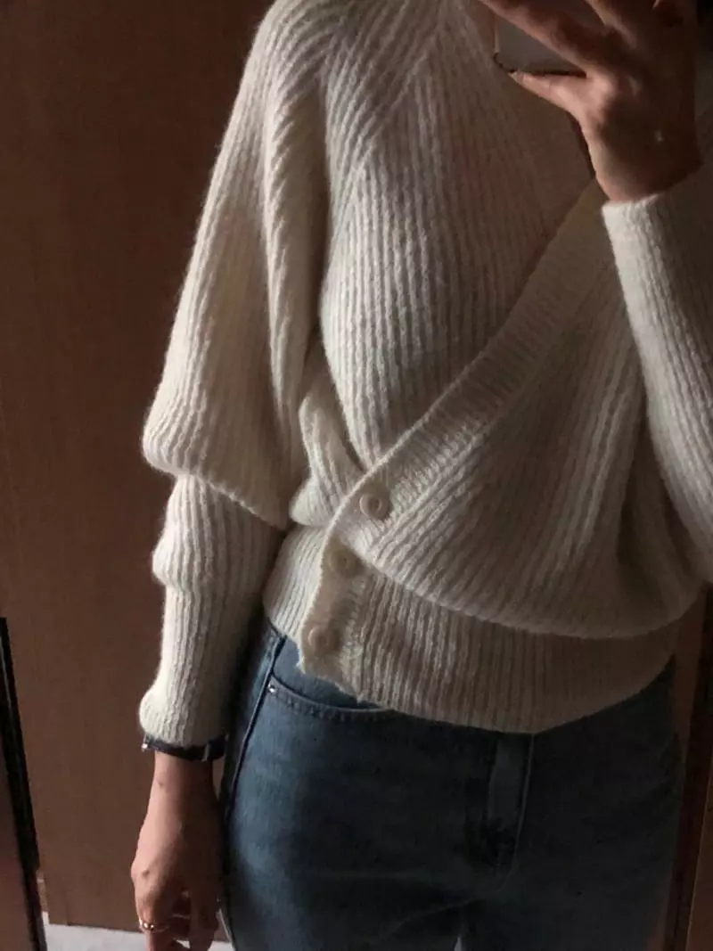 Atthismoment - Korean Women Fashion - #momslook - Button Wrap Knit Tee - 8