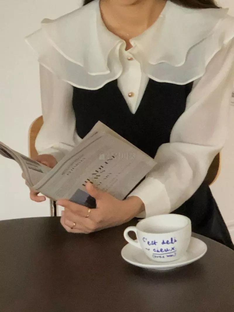 Atthismoment - Korean Women Fashion - #momslook - Two Collar Blouse - 7