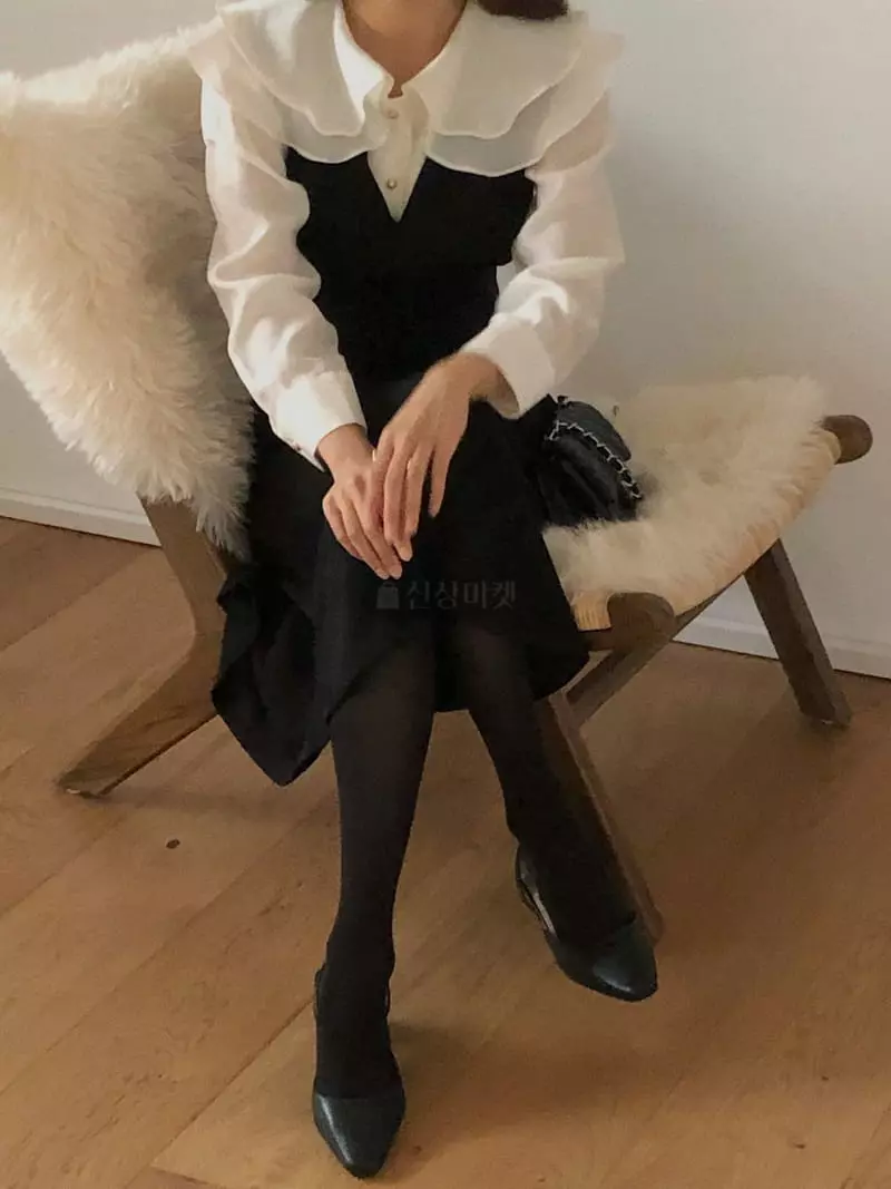 Atthismoment - Korean Women Fashion - #romanticstyle - Two Collar Blouse