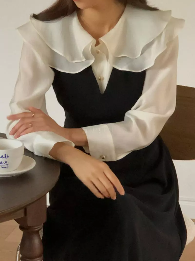 Atthismoment - Korean Women Fashion - #thatsdarling - Two Collar Blouse - 4