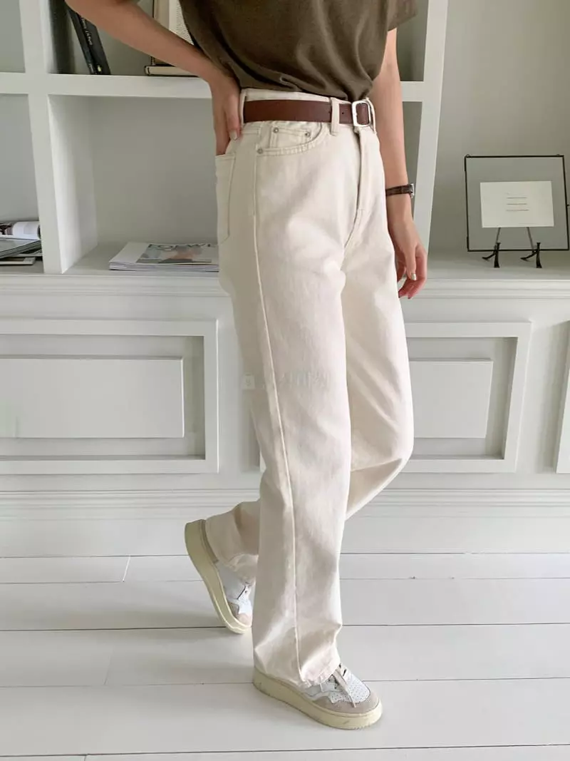 Atthismoment - Korean Women Fashion - #womensfashion - Cream Jeans - 8
