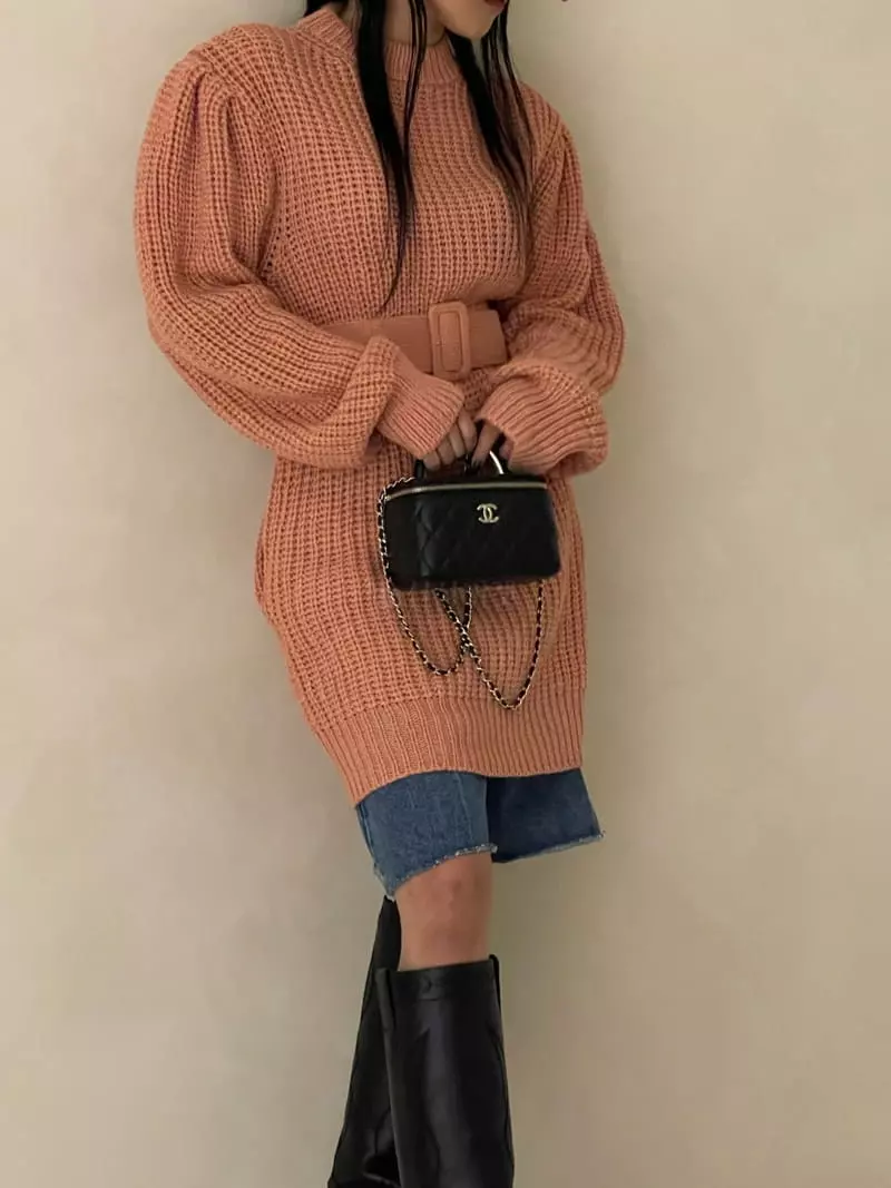 Auver_Fit - Korean Women Fashion - #momslook - Puff Belt One-piece - 5