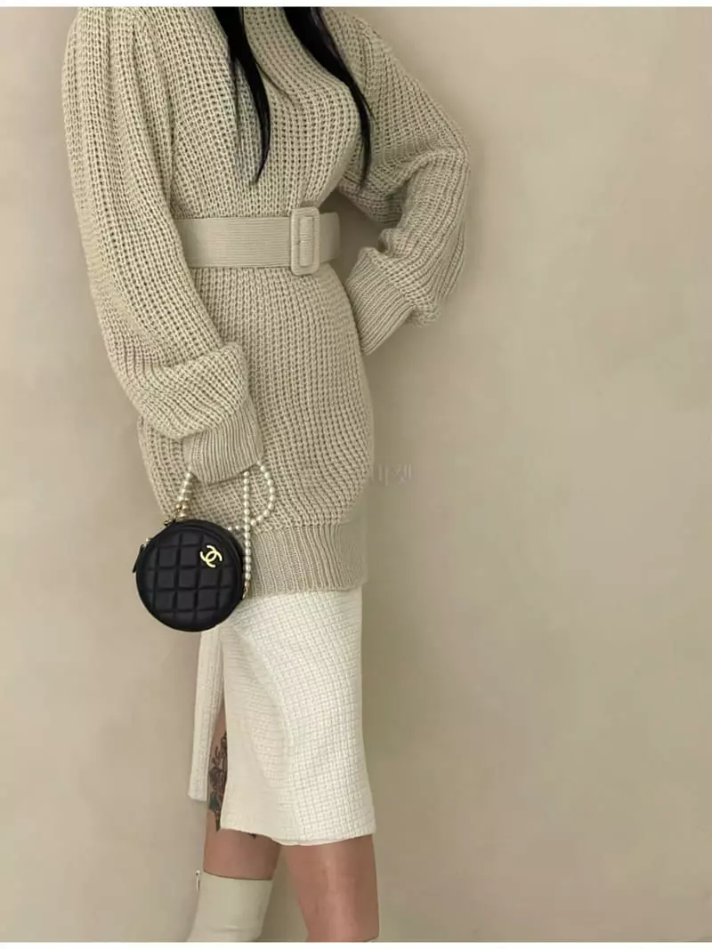 Auver_Fit - Korean Women Fashion - #momslook - Puff Belt One-piece - 9