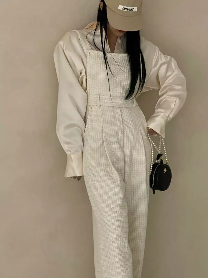 Auver_Fit - Korean Women Fashion - #momslook - Twid Dungarees Pants