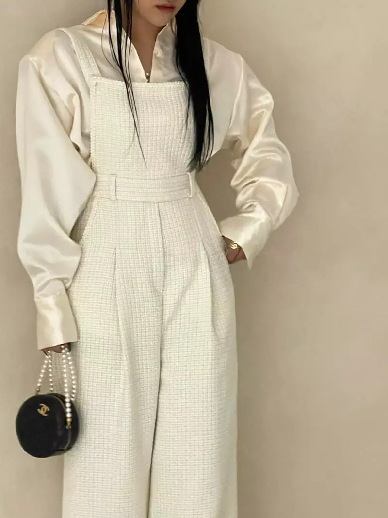Auver_Fit - Korean Women Fashion - #momslook - Twid Dungarees Pants - 3