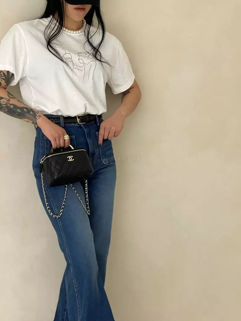 Auver_Fit - Korean Women Fashion - #momslook - Cat Peach Tee - 2