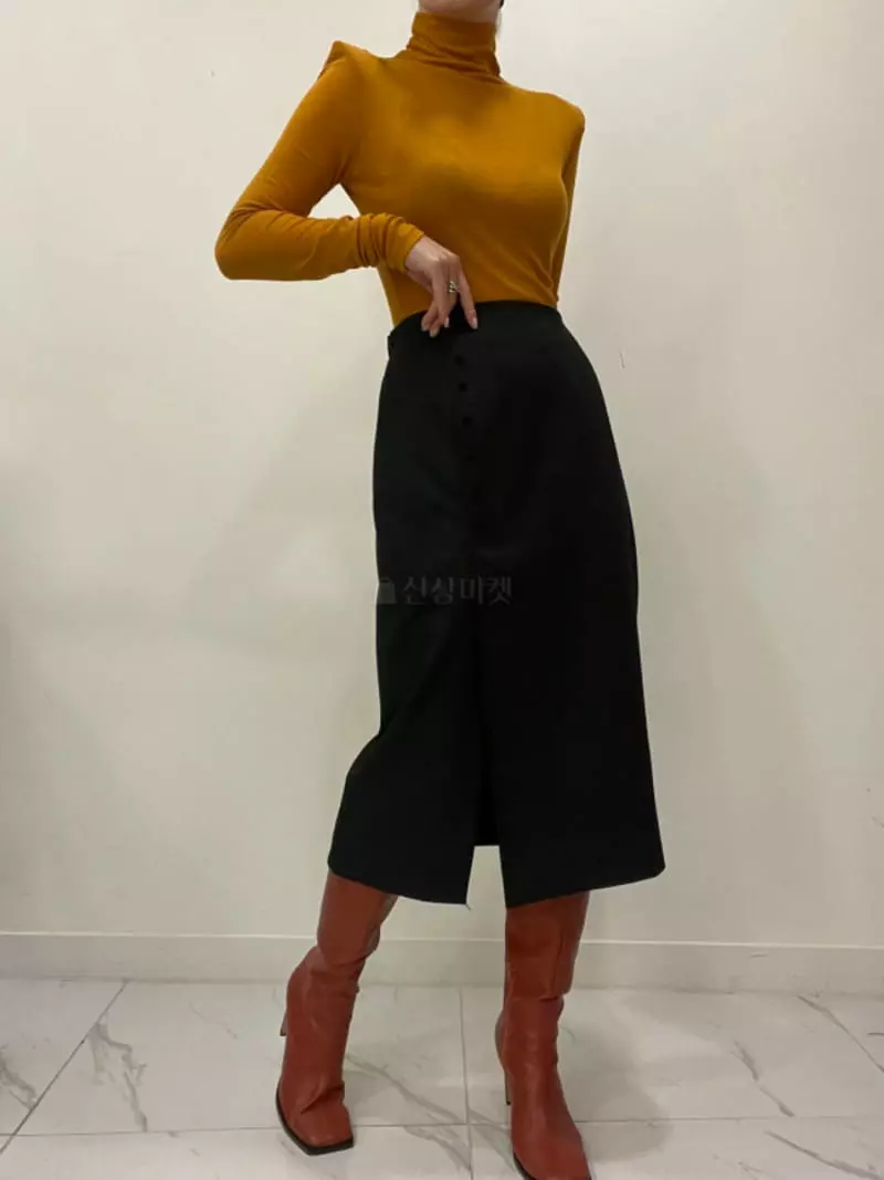 Auver_Fit - Korean Women Fashion - #momslook - Button Skirt - 6