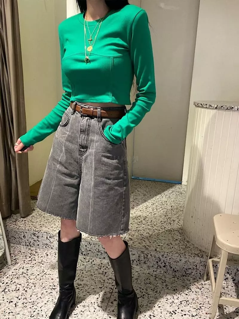 Auver_Fit - Korean Women Fashion - #momslook - Legic Denim Shorts - 7