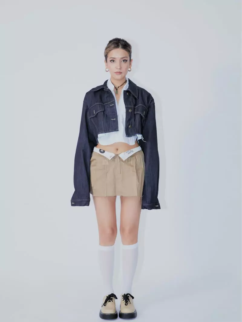 Auver_Fit - Korean Women Fashion - #momslook - Denim Crop Jacket - 2