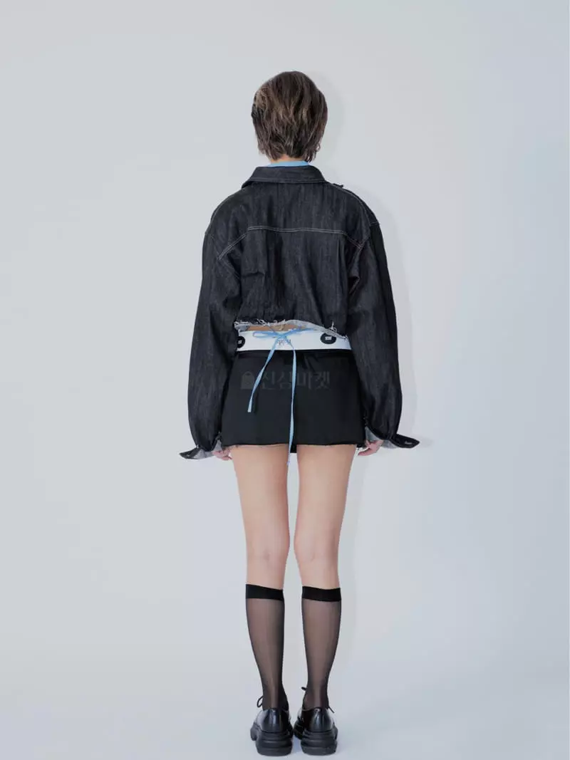 Auver_Fit - Korean Women Fashion - #momslook - Denim Crop Jacket - 6