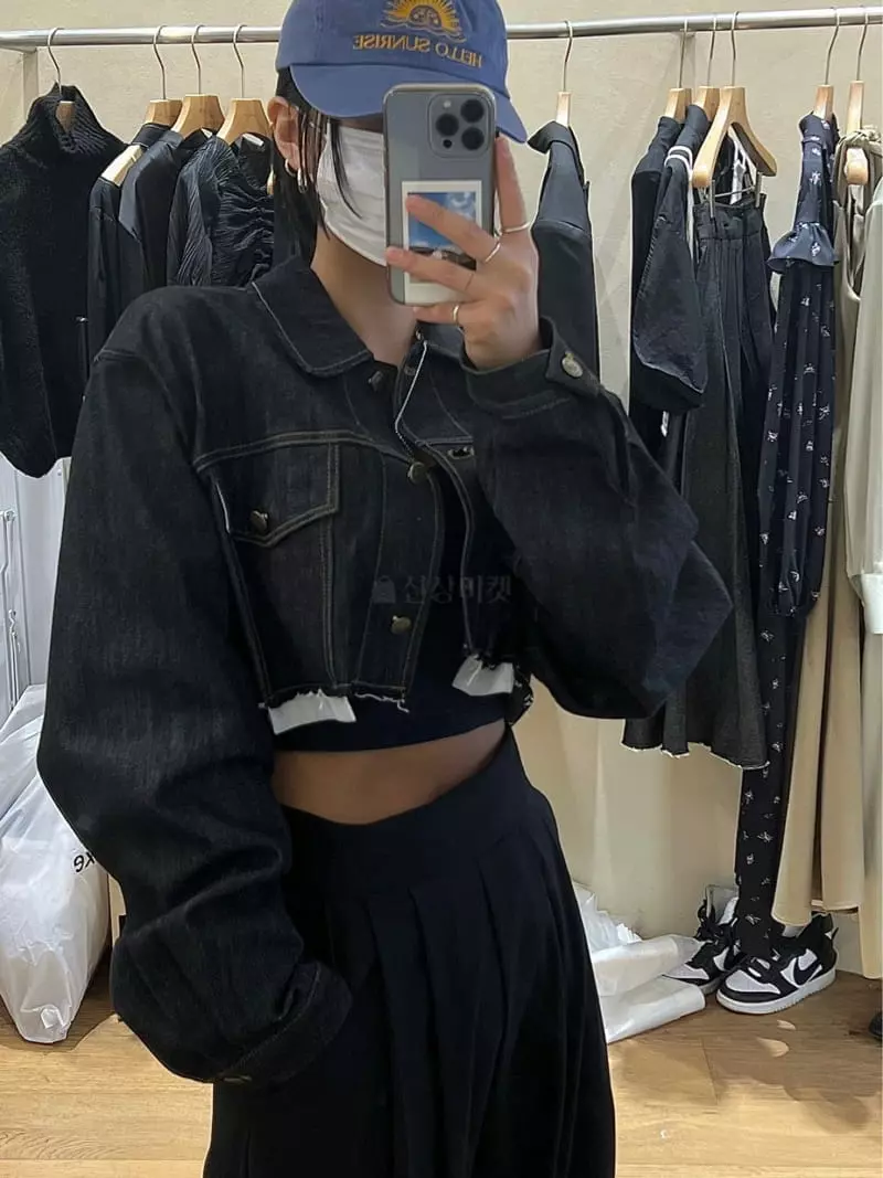Auver_Fit - Korean Women Fashion - #momslook - Denim Crop Jacket - 8
