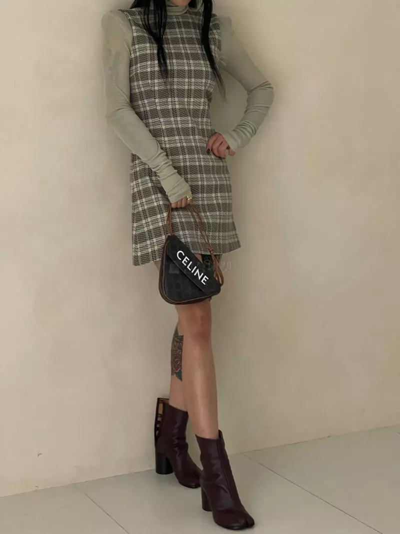 Auver_Fit - Korean Women Fashion - #pursuepretty - Vintage Check One-piece - 3