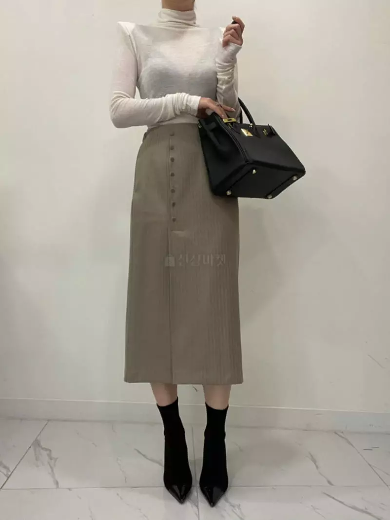 Auver_Fit - Korean Women Fashion - #restrostyle - Button Skirt