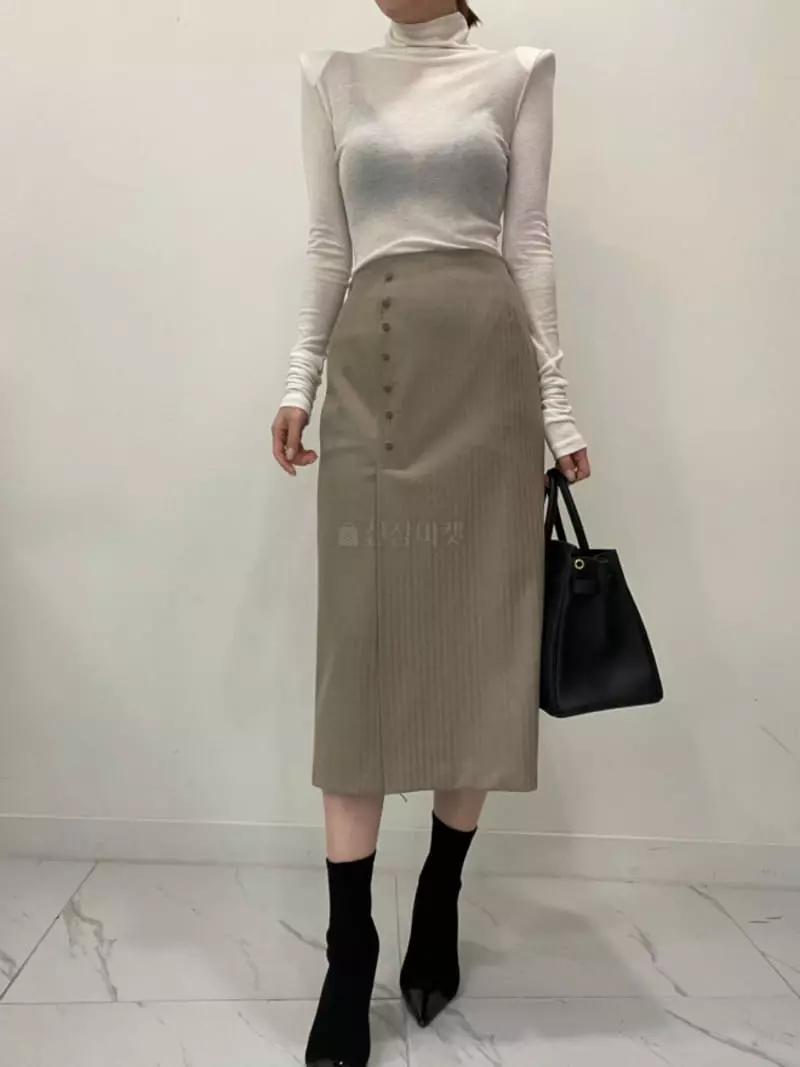 Auver_Fit - Korean Women Fashion - #shopsmall - Button Skirt - 4